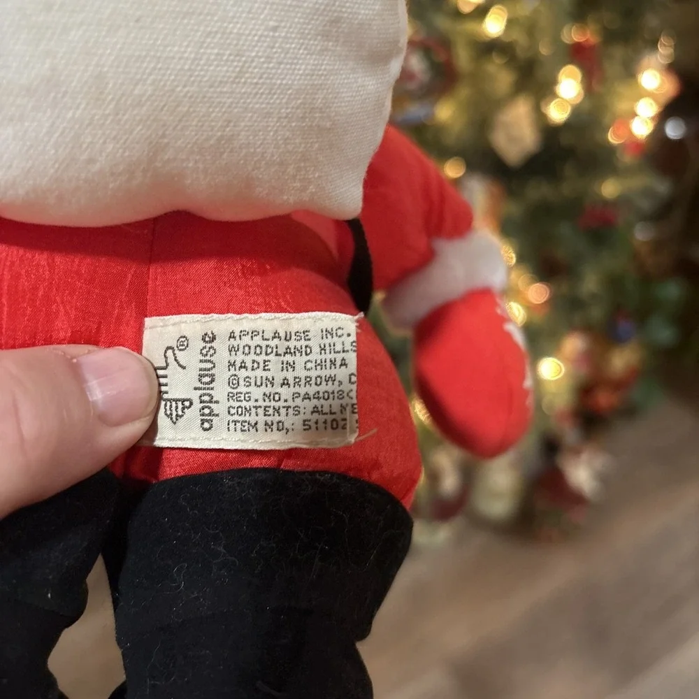 Vtg Applause Christmas Reindeer Santa bell Plush Parachute‎ Stuffed Animal Toys